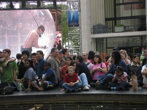 David Blaine writing slate on big screen