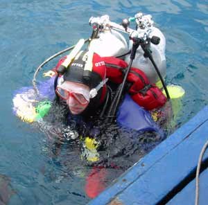 Mark Ellyat in the water at the surface