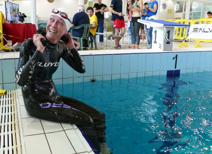 Italian Alessia Zucchini broke a Women's DYN World Record at the CMAS Apnea Indoor World Championship