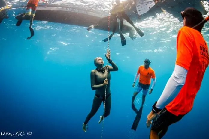 The Dutch-ess, Jeanine Grasmeijer on the last leg of her world record journey to 92m FIM.