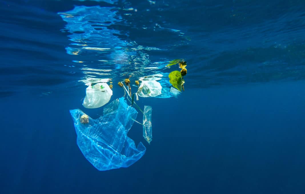 Plastic floating in the ocean