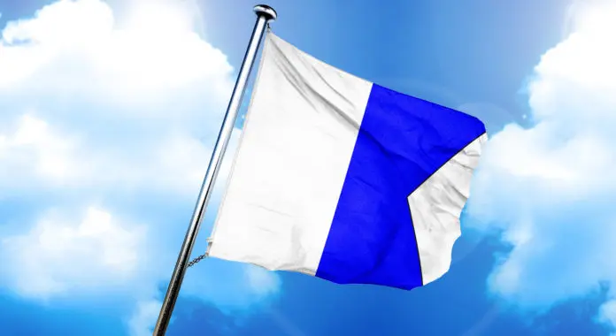 Alpha maritime signal flag, 3D rendering