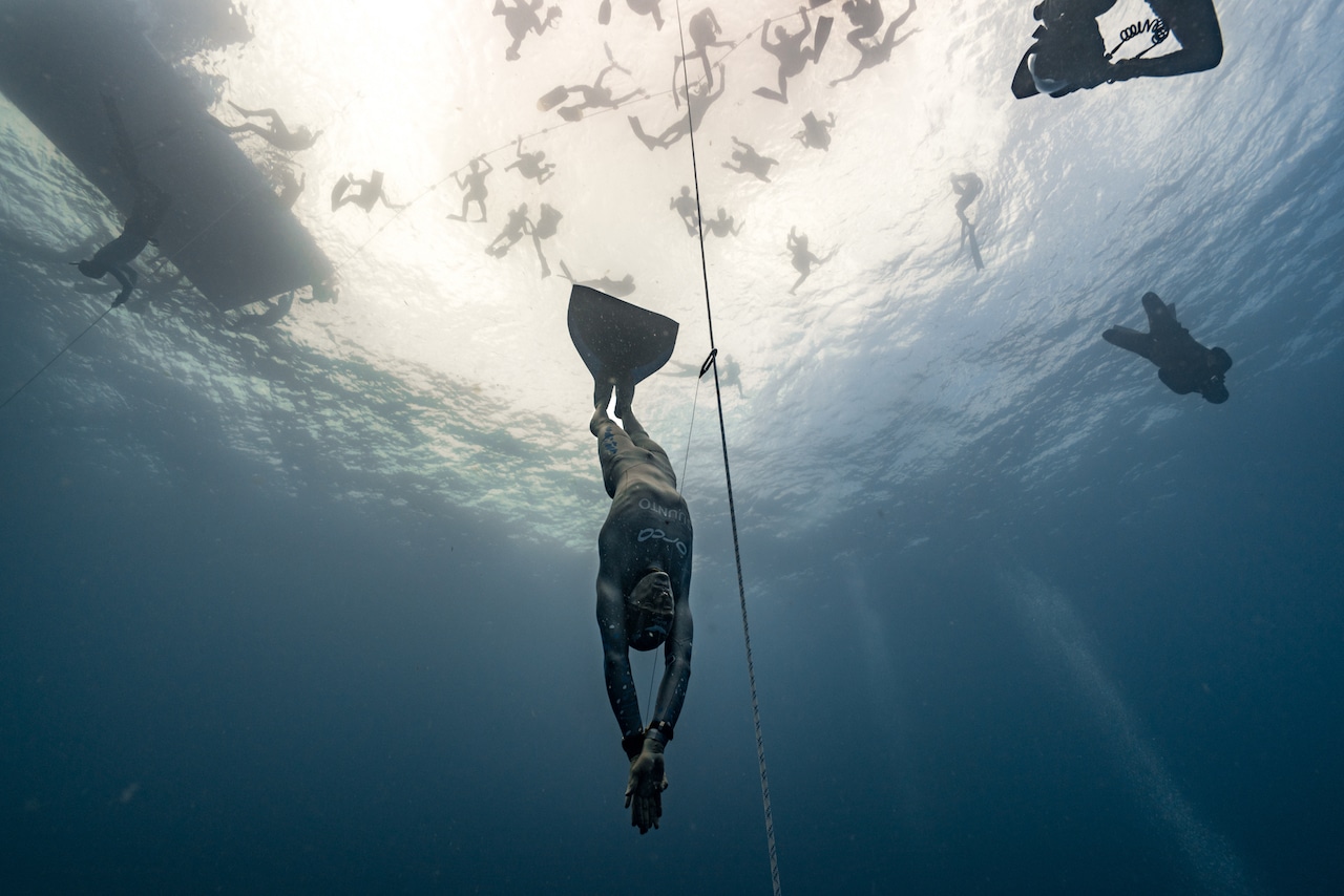 Trubridge misses the mark on his SP by two tenths of a second for a 116m dive (Photo by Daan Verhoeven)