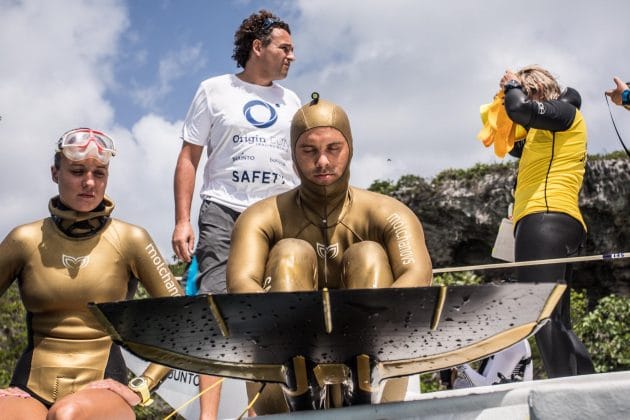 Alexey Molchanov 130m World Record at OriginECN Vertical Blue. Photo by Alex St-Jean