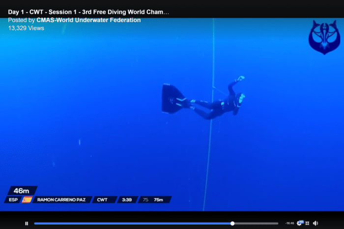 Ramon Carreno Paz blacked out in deep water. He reached 61m before being rescued