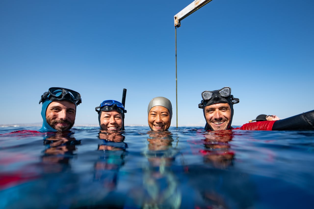 As freedivers we are not related but we are all family...(L to R Joan Capdevila of ESP, Francesca Koe of USA, Sayuri Kinoshita of JPN, and Pavlos Kourtellas of CYP