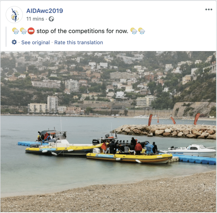 AIDA Depth World Championships Organizers Announce Cancellation On Social Media