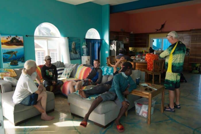 Story Time - during which Clancy (opposite me) described some alarming Nurse Shark encounters.