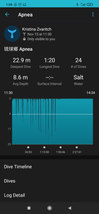 Garmin Descent Mk2 Dive application screen computer freediving