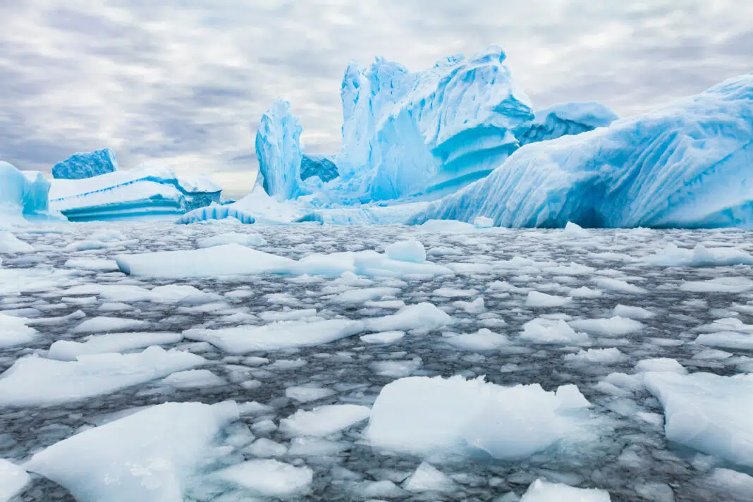 Antarctica beautiful landscape, blue icebergs, nature wilderness (AdobeStock)