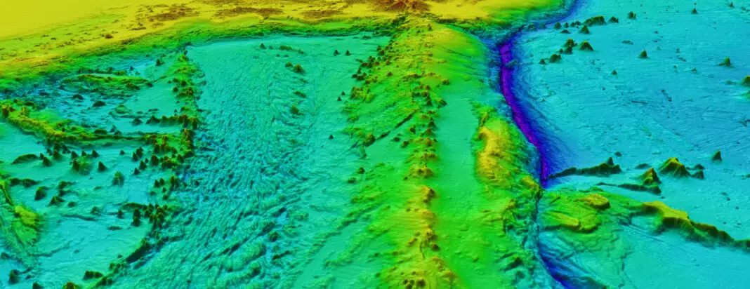 Bathymetric image of the bottom of the Pacific Ocean