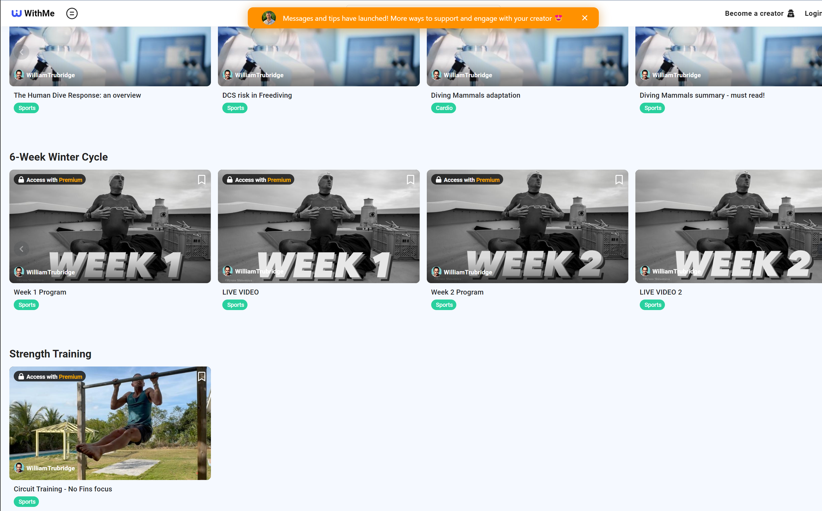 Freedive Training Portal Winter Training Cycle