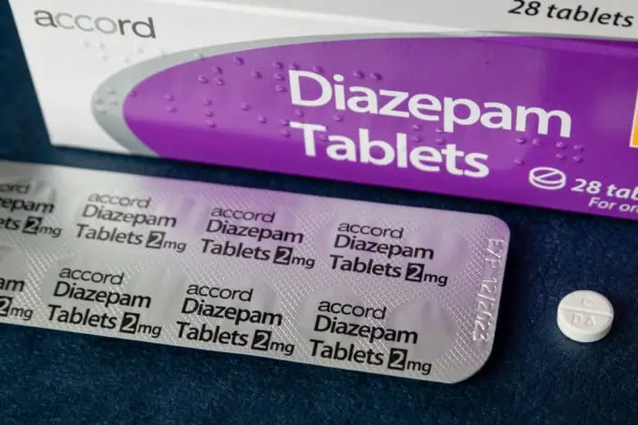 A blister of diazepam 2mg tablets.