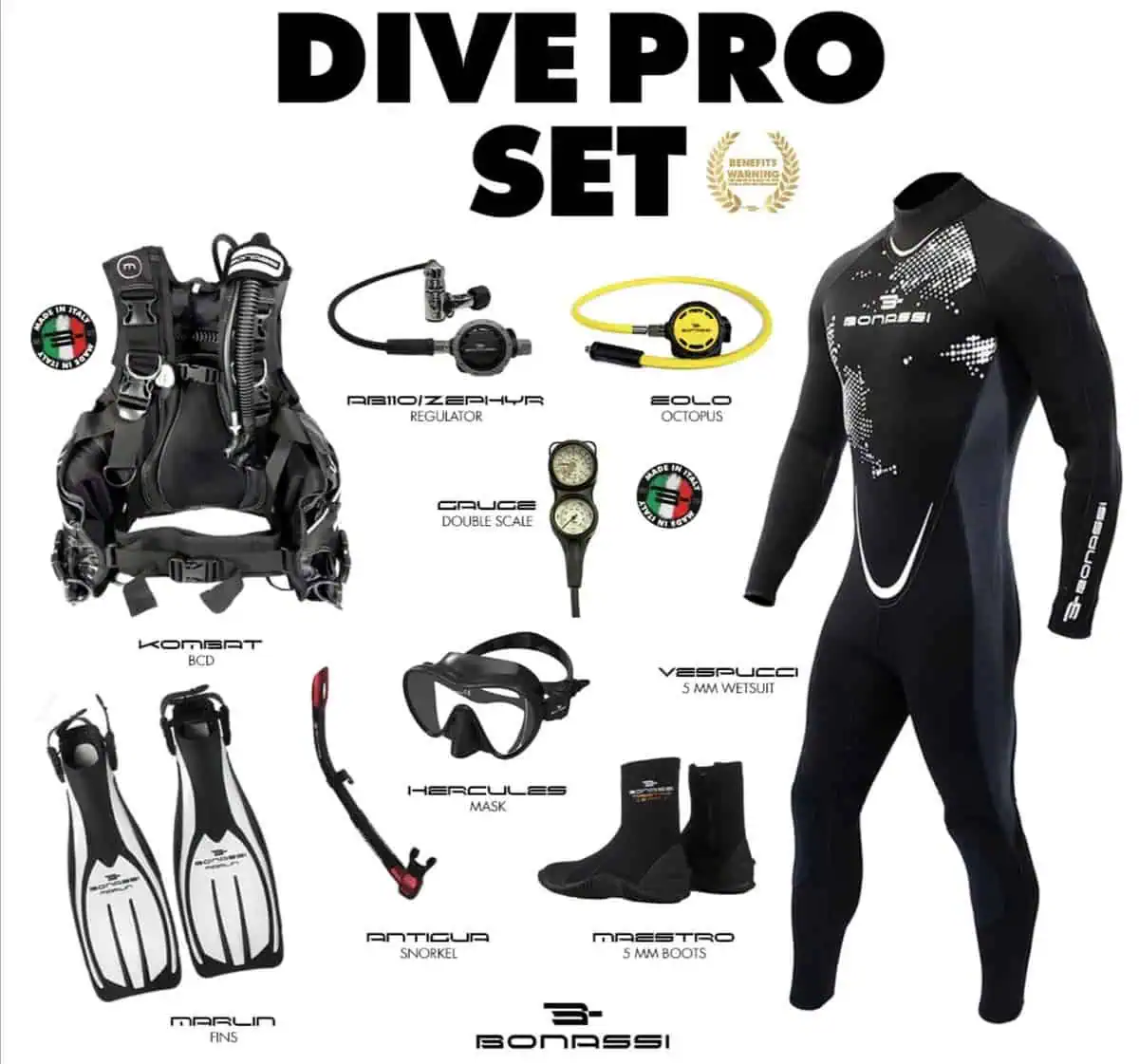 Bonassi Instructor dive equipment package.