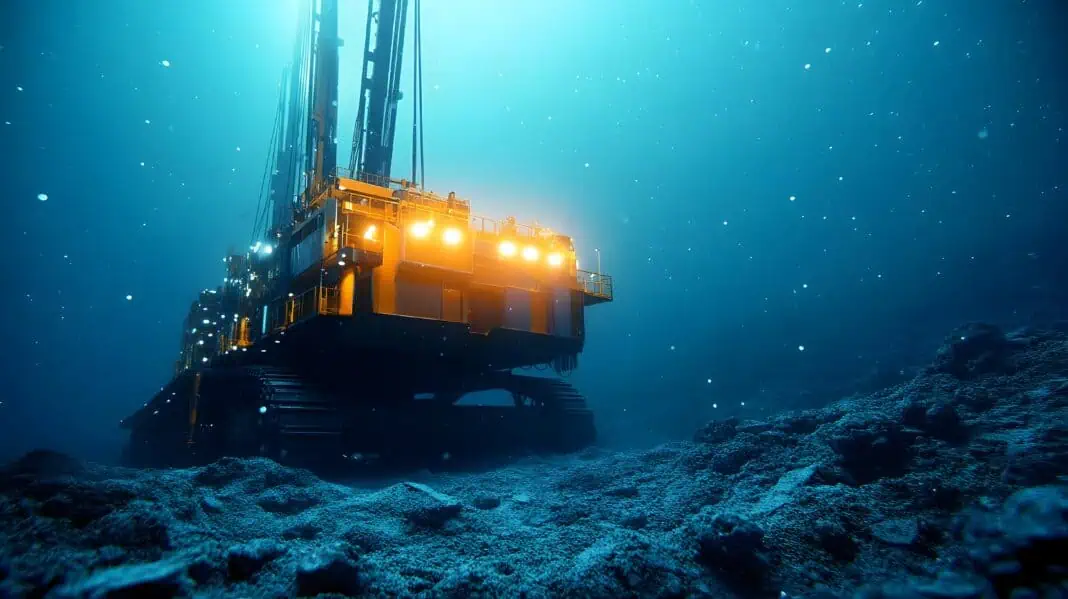 Massive Underwater Mining Rig Extracting Precious Resources from the Deep Sea Seabed
