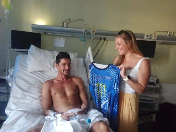 Andrey Matveenko visited by Natalie Cabanas in Hospital. Image coutresy of Tatiana Zemskikh. 