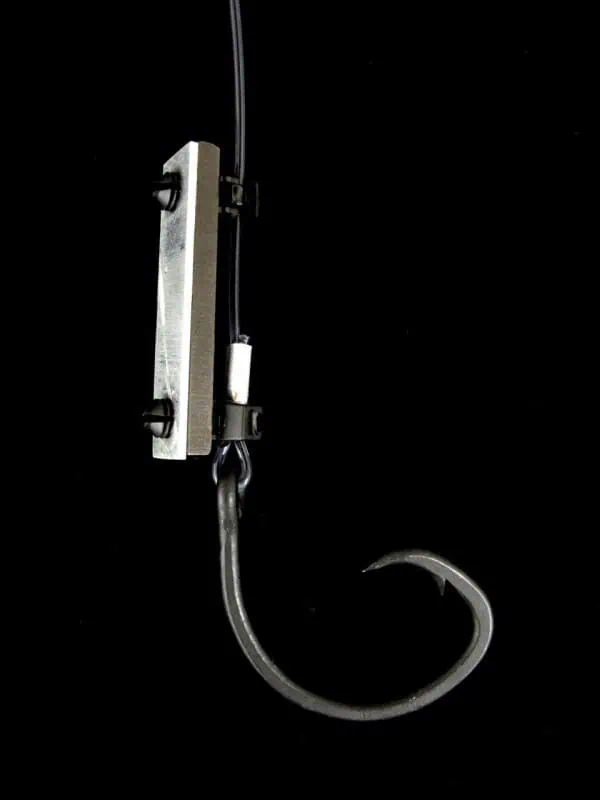 The patent-pending zinc-and-graphite device generates a small electric field, repelling sharks from baited hooks without affecting target species like tuna and swordfish. (Image credit: Stephen Kajiura, Ph.D., FAU)