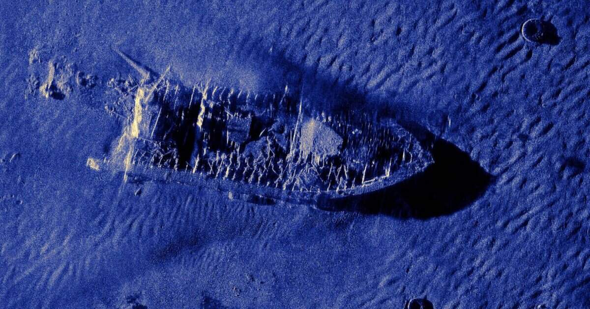 Historic USS Monitor wreck site captured in high-resolution underwater photo.