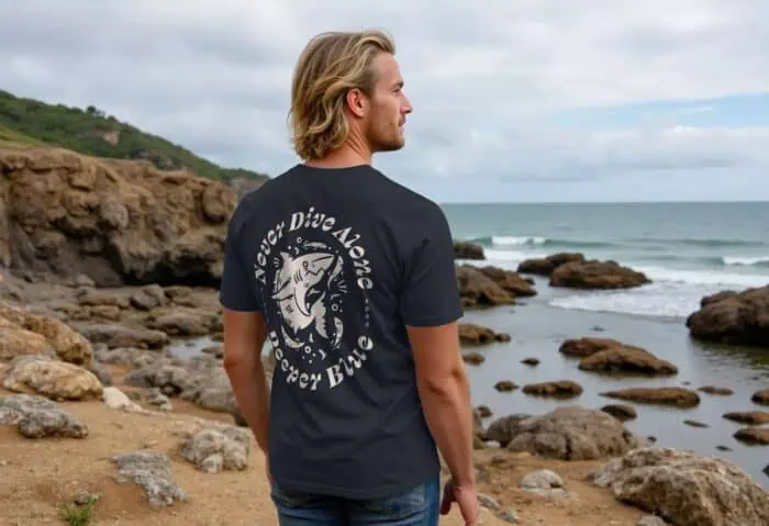 DeeperBlue clothing is made from organic cotton, produced using 100% renewable energy, and designed to be sent back and remade