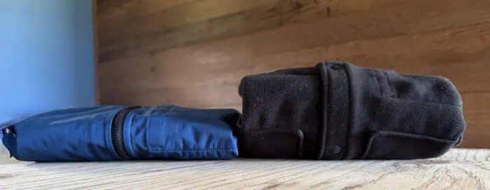 Packed down to a few centimetres. The Nomad folds small enough to drop into a dive bag or carry-on.